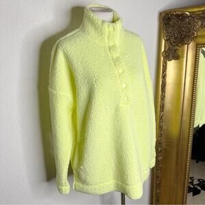 NWT Aerie Fluorescent Highlighter Yellow Teddy Bear Pullover Size XL $54.95